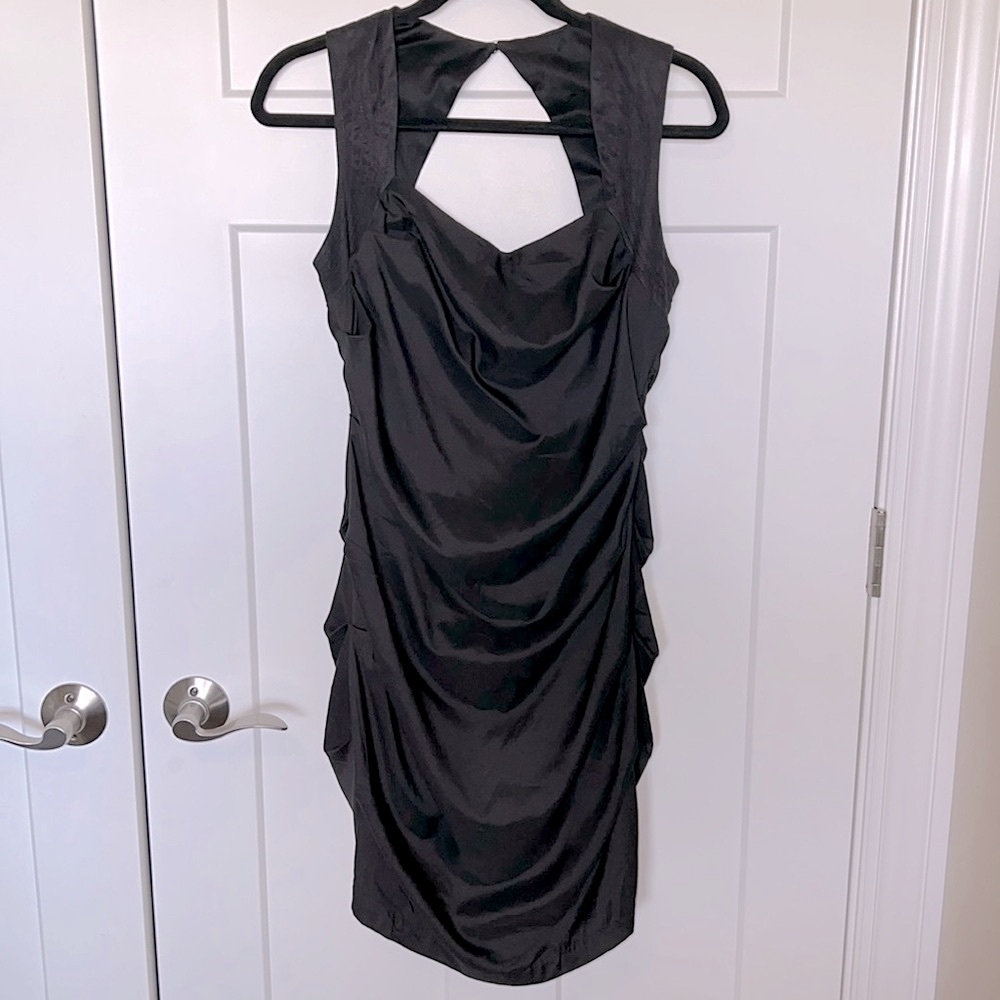 Shrug Shoulder Black Dress